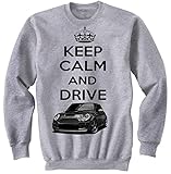 outerwear TEESANDENGINES Men\'s Mini Cooper Inspired Keep Calm & Drive Gris Sudadera Size Small