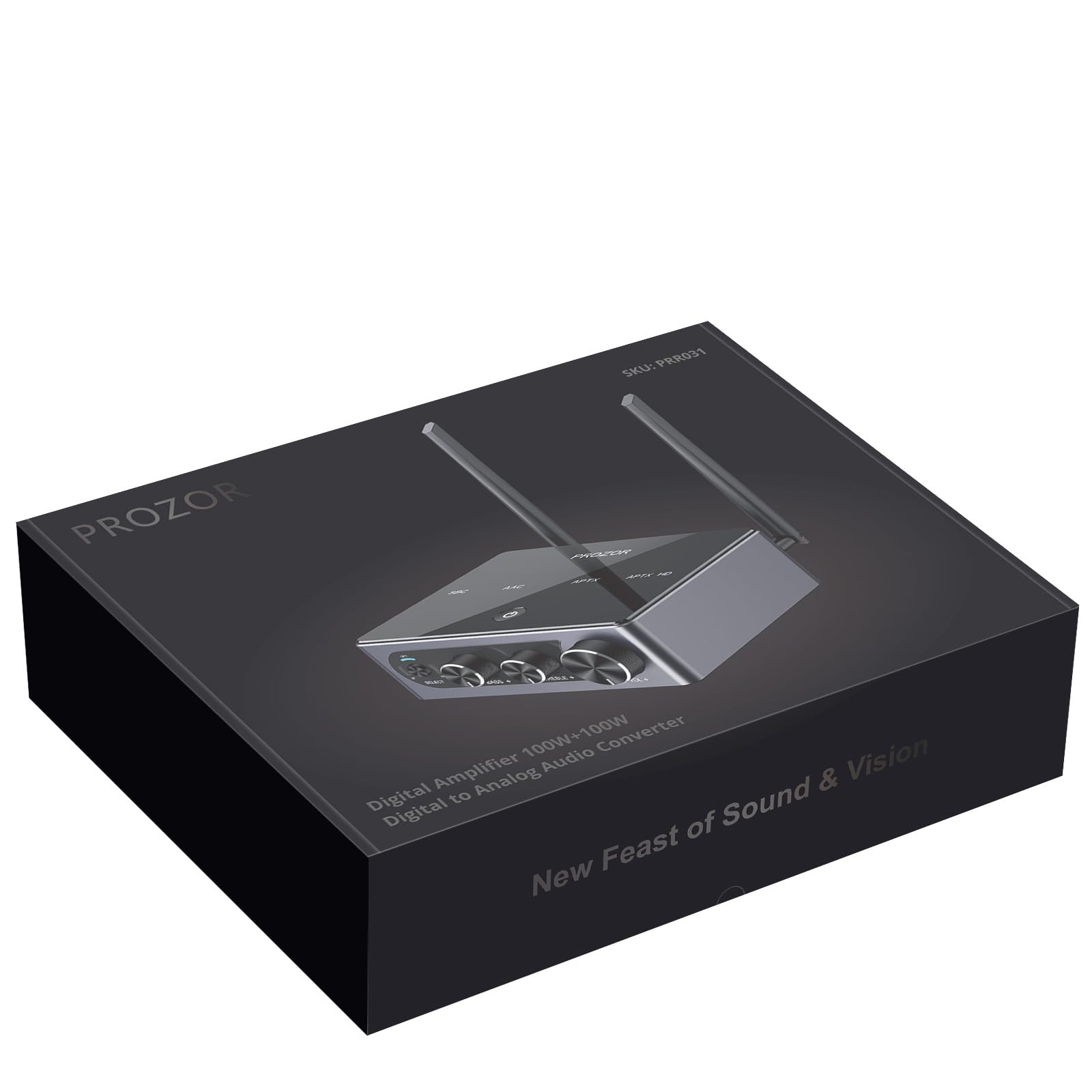 PROZOR Amplificador Audio 100W x 2 Soporta APTX-HD ACC HiFi Bluetooth 5.2 Sonido de Entrada óptica 192khz/24Bit con Control de Volumen de Agudos Graves para Altavoz Pasivo