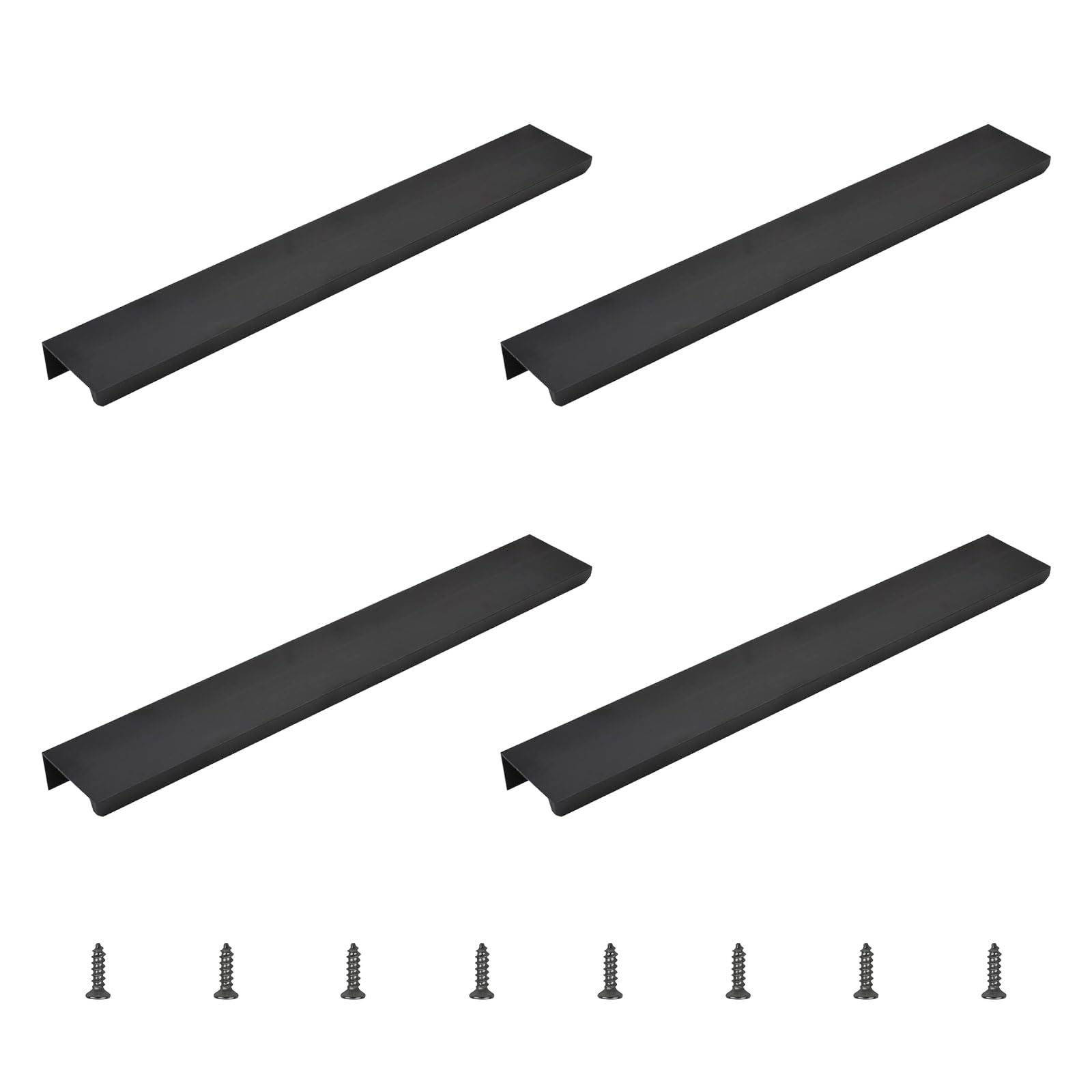 MOROBOR Matte Black Finger Edge Pull, 4pcs Concealed Handle Modern Aluminum Alloy Invisible Handle Wardrobe Pull for Home Kitchen Cabinet Drawer/300mm — image 1
