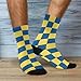 SyXIOP Yellow and Blue Checkerboard Fashion mens crew socks running athletic wicking socks womens size (2-Pair)
