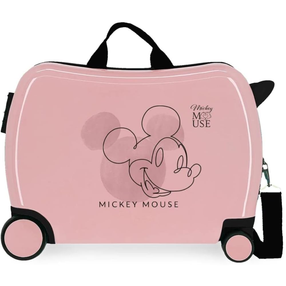 Trolley da viaggio Topolino, Disney, valigia in ABS 50 cm, cavalcabile per bambini, trainabile