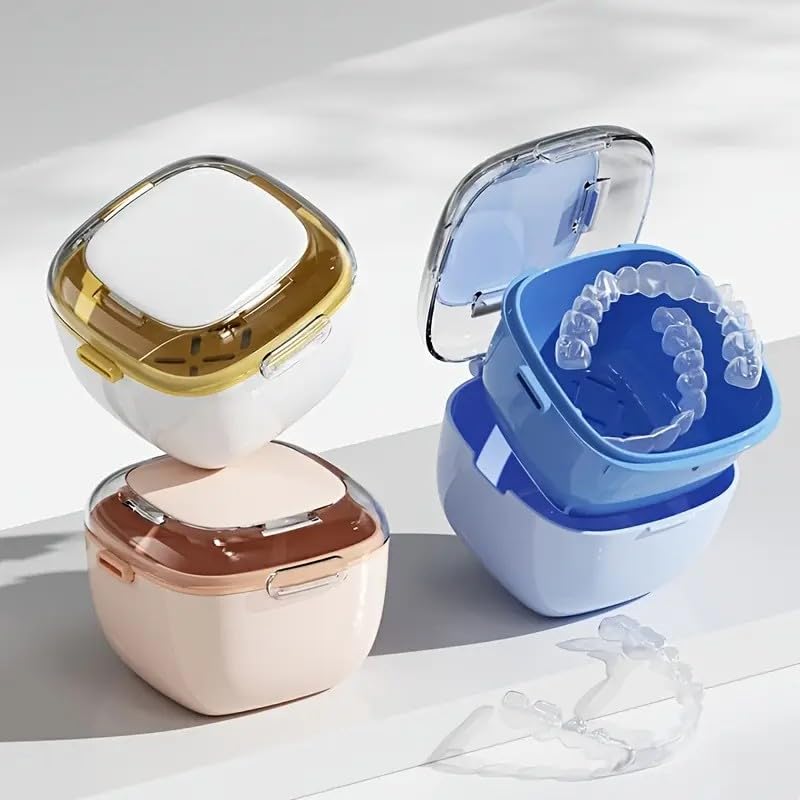 Miniatura 2 de Estuche para dentadura postiza transparente con cesta de enjuague extraíble, estuche de dentadura para limpieza, remojo y almacenamiento de