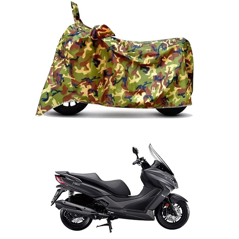 Image of Waterproof 100% PVC Coated Bike Scooty Two Wheeler Body Cover Compatible for 22 Motors X-Town 300i /UV-Rays /Heat Protection /Birds Dropping /Scratchproof /Dust Proof [6X6 Jungle Print]