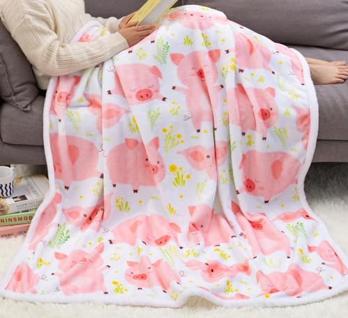 Zevrez Pig Blanket Pink Piggy for Girls Pig Stuffed Animal Blankets for Kids and Adults Pigs in A Blanket Piggy Lover Gifts (Pink Pig 48x60)