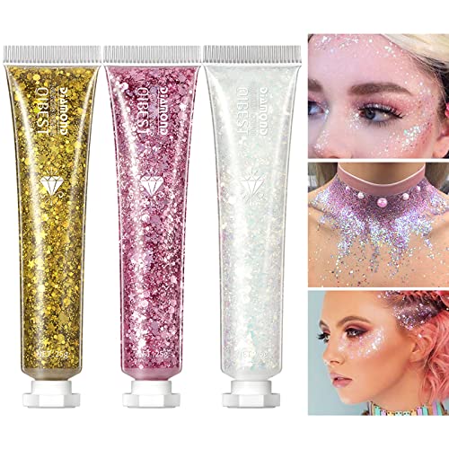 6 Pack Body Glitter Gel Face Glitter For Body, Face, Eye, Hair, Nails Glitter Makeup Liquid Long Lasting Sparkling Mermaid Chunky Glitter Gel For Festival Art Party Halloween (6 Color Sets) #TOP1
