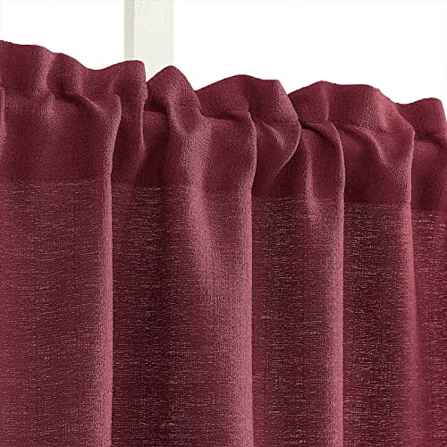 Rideaux semi-transparents bordeaux Melodieux effet lin 114 cm pour petite fenêtre cuisine