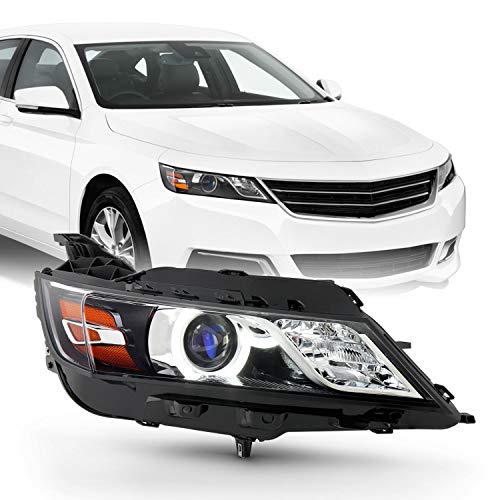AKKON - Fits 2014 2015 2016 2017 2018 2019 2020 Chevy Impala Sedan [HID/Xenon Non-AFS Type] Projector Black Headlight Passenger Right