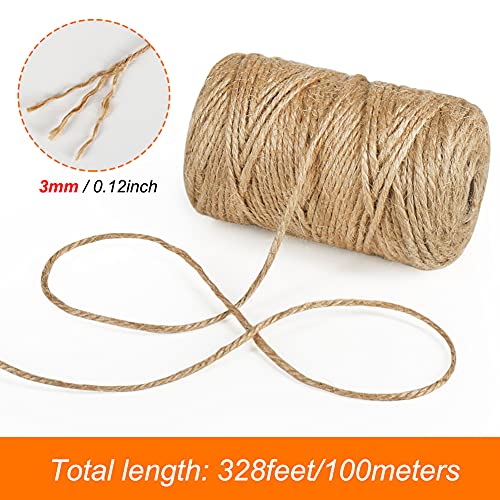 Shintop 328 Feet 3Mm Thick Natural Jute Twine, 3Ply Heavy Duty Industrial Packing Materials String Brown Garden Twine For Arts, Crafts And Gift Wrapping #TOP1