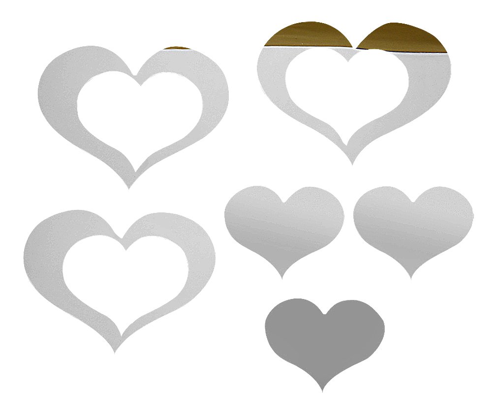 HappyTie Silver Gold Black Or Red Heart Shaped Acrylic 3D Mirror Wall Stickers, Brown