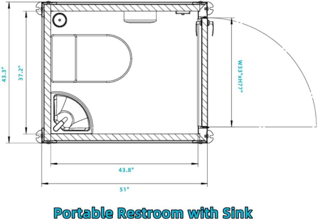 Outdoor Portable Toilet with 1 Private Stalls, Mobile Restroom for Concerts, Conventions, Construction, Sporting Events