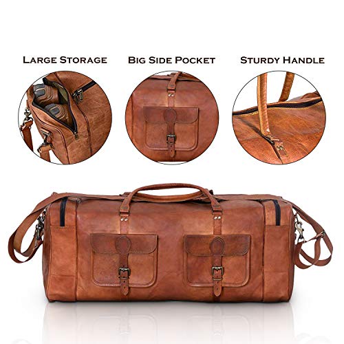 KPL Large 32 inch duffel bags for men holdall leather travel bag overnight gym sports weekend bag