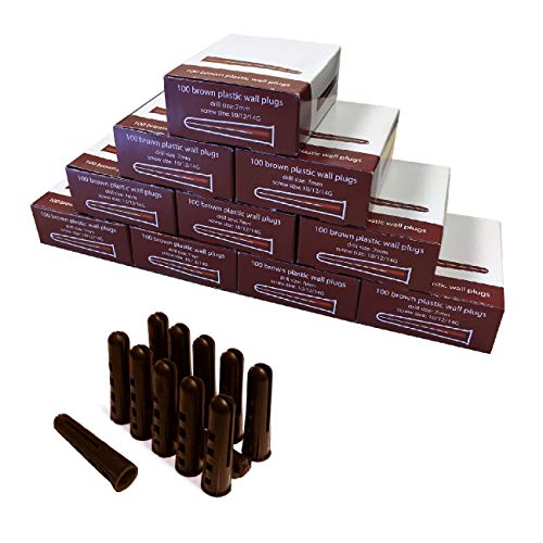 1000 x Mur Brun Chevilles Commerce Pack Expansion Fixations 7mm Chevilles Cover