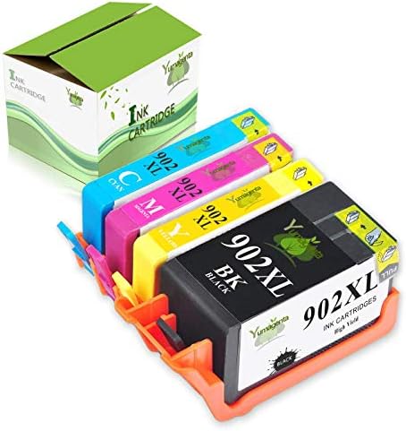 Yumagenta Remanufactured HP 902XL 902 XL Ink Cartridges (Black,Cyan,Magenta,Yellow, 4-Pack), Used in Officejet 6951 6958 Officejet Pro 6968 6978 Printers