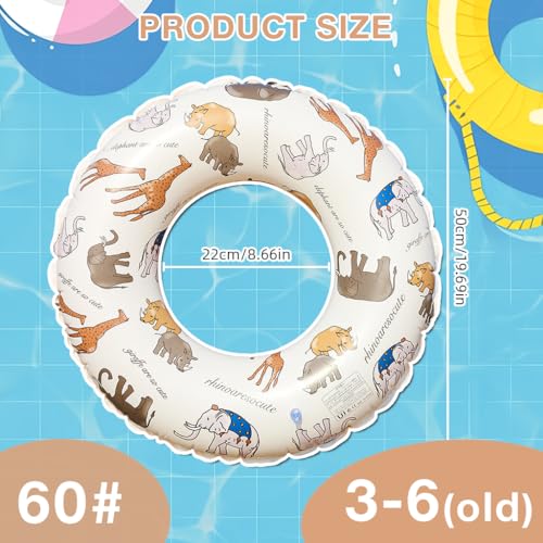 Image of Proberos Swimming Tube for Kids Age 3-6, PVC Inflatable Swimming Ring with Animal Print Design, Lightweight Floating Tube for Kids, Summer Pool, 22-50 CM