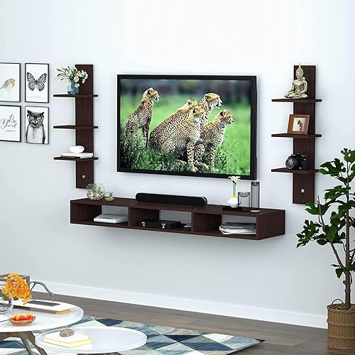 UZ; METAL STORE Wall Mount Tv Entertainment Unit/with Set Top Box Stand and Wall Shelf,Living Room 32 INCH TV Engineered Wood (Brown) (32 INCH TV)