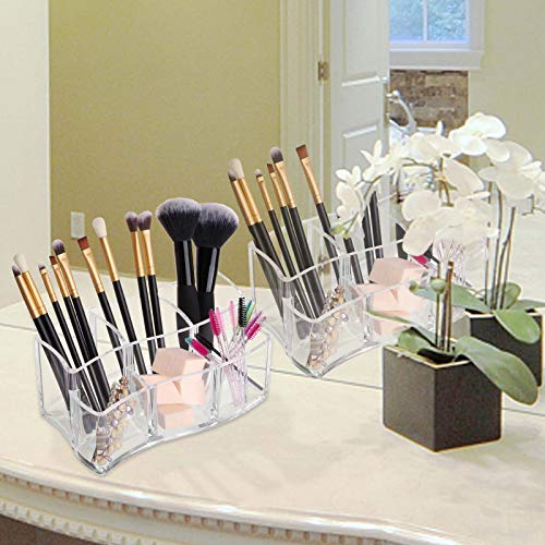 Image of Tbestmax 6 Slot Acrylic Makeup Brushes Holder Organizer, Clear Eyebrow Pen Container Cosmetics Storage