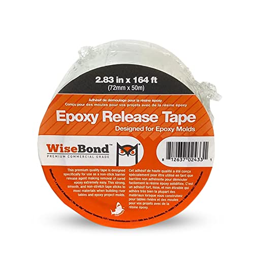 WiseBond - Self-Releasing Epoxy Tape, Extra Wide Adhesive Tape for Epoxy Molds & River Tables, Heat Resistant Resin Tape, Medium Tack Epoxy Resin Tape, 2.83 in. by 164 ft., 1 Pack