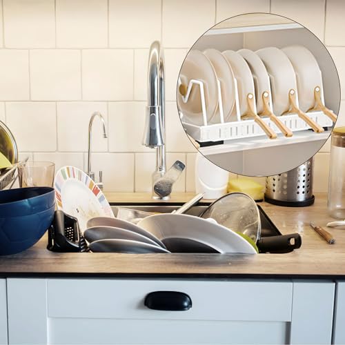 Couvercles de casseroles bien rangés grâce au support extensible en acier