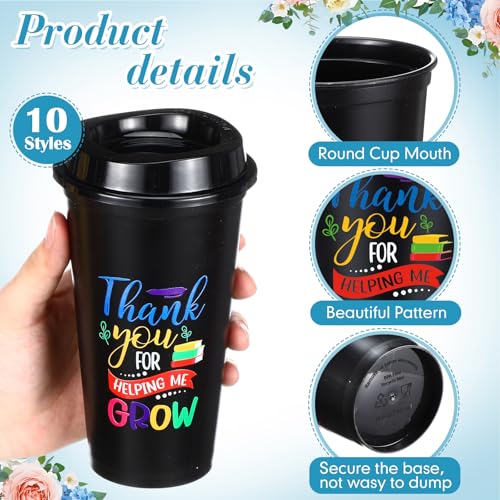 Skylety 20 Pcs Teacher Appreciation Gift Bulk Include 16oz Teacher Coffee Cup with Lids Women Inspirational Tumbler Travel Mug & Makeup Bag with Zipper for Graduation & End of School Year Gift(Black) by Skylety - Used condition - Image 3