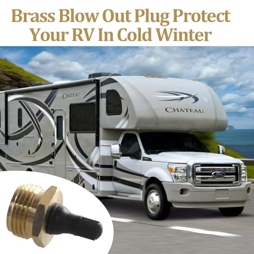 Image of RV Water Blow Out Plug for Camco Winterization Valve & Schrader Valve to Clean RV Water Lines, Replaced of Camco 36153 Brass Blow Out Plug