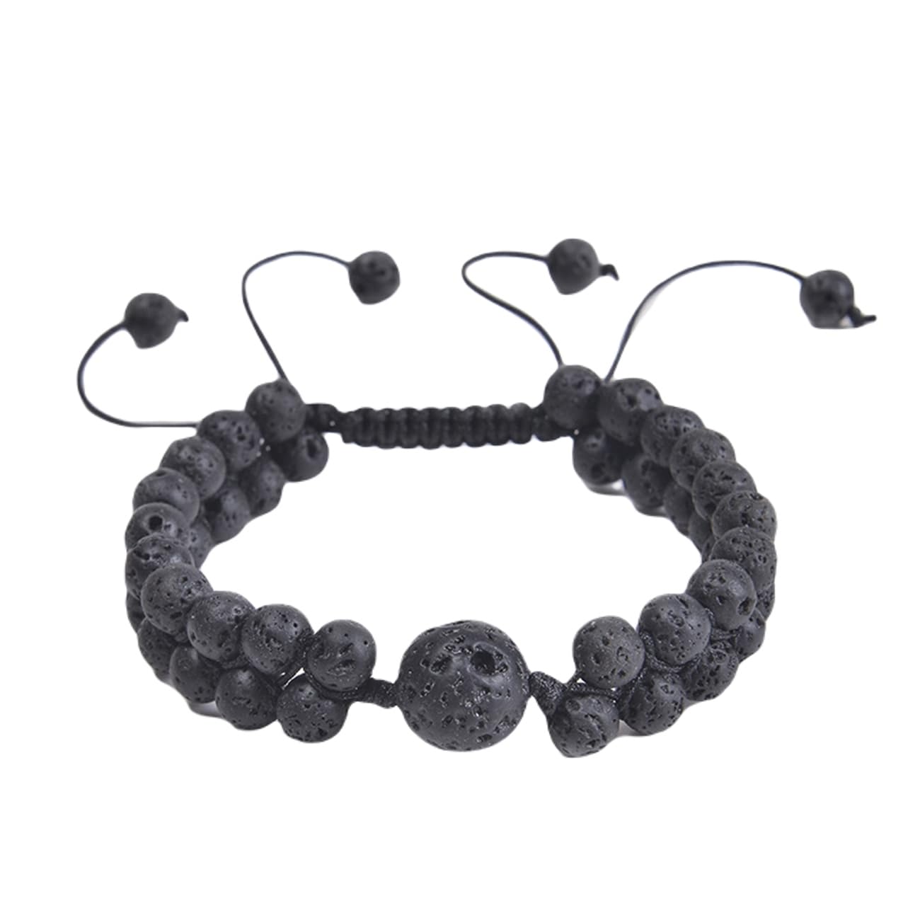 Braccialetti per Gioielli Pietra Naturale Intrecciata a Due Strati Regolabile per Lui e per lei, Bracciale Surfista in Vere Pietre Naturali da 6 mm, Ottima Idea Regalo Fatto a Mano - 21 cm