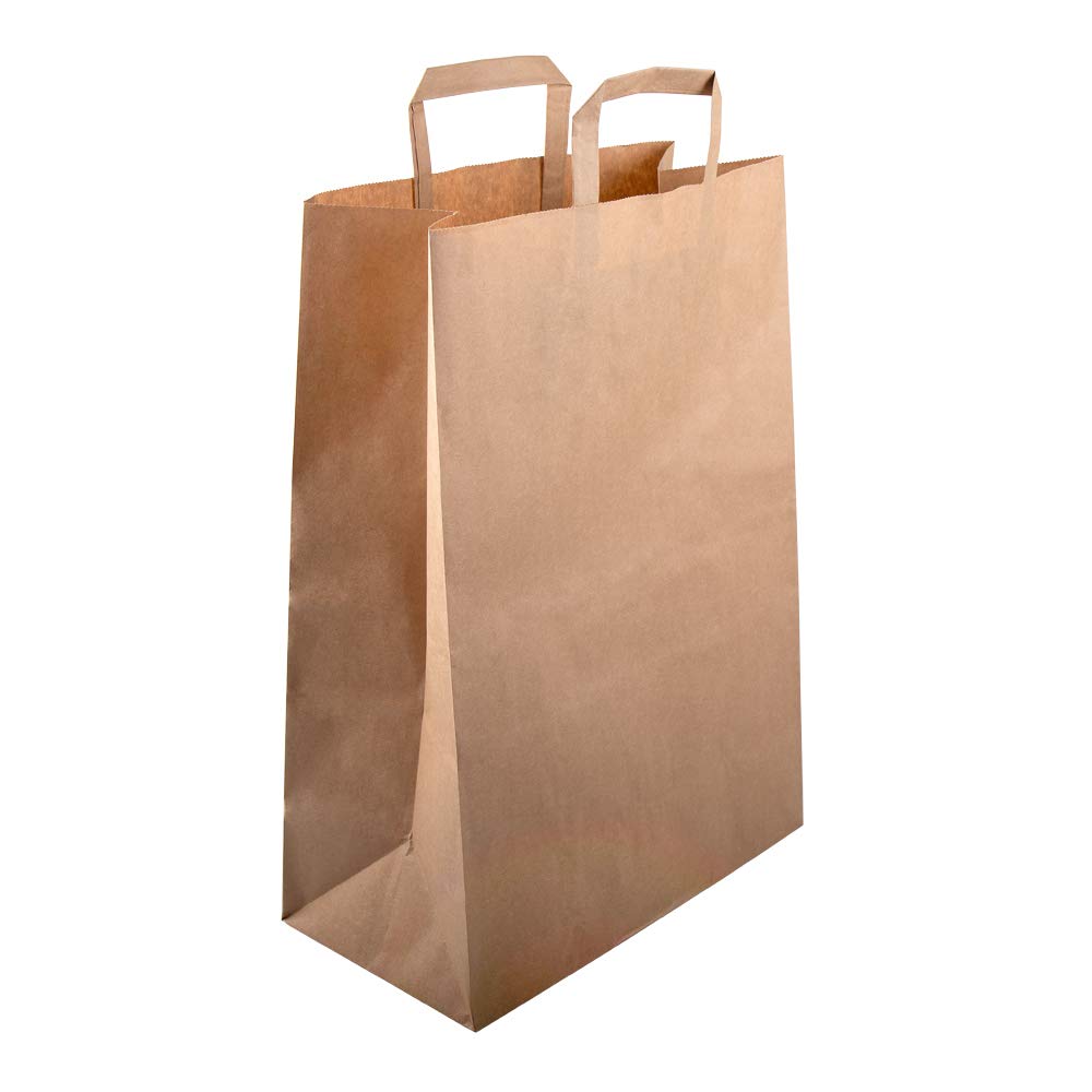 BB-Verpackungen 250 x Papiertragetaschen 320 + 160 x 450 mm (braun, stabile 80 g/m² Grammatur, Papiertüten, Geschenktüten) - Sets zwischen 250 bis 8000 Stück