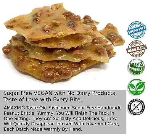 Andy Anand Sugar Free Peanut Brittle, Made The Old Fashioned Way, Handmade Vegan Delicious-Crunchy-Divine, Birthday, Anniversary Christmas Holiday (7 Oz) #TOP1