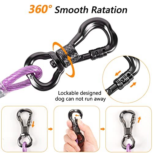 image for XiaZ 50FT Dog Tie Out Cable, Dog Runner Cable with Swivel Hook and Sho