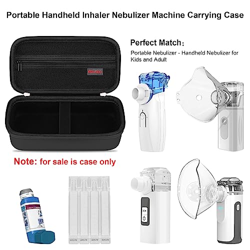 Elonbo Carrying Case for Portable Handheld Inhaler Nebulizer Machine for Adults and Kids, Asthma Inhaler Travel Case, Handheld Mesh Atomizer Machine Holder, Inhaler Spacer Bag, Black