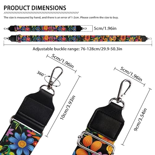 Image of TODIYADDU Colorful Daisy Floral Handbag Straps Crossbody Purse Trendy Shoulder Strap Replacement Strap for Crossbody Bag for Women Bag Straps for Handbags Fit for Guitar Instrument Computer Bag
