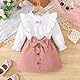 LUVCES Kleinkind Baby Mädchen Outfits Ruffle Rollkragen Langarm Shirt + Bowknot Mini Rock 2 Stück Herbst Winter Kleidung Sets Rosa+Weiß 2-3 Jahre