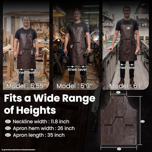 SYOKAMI Bonded Leather Cross-Back Apron