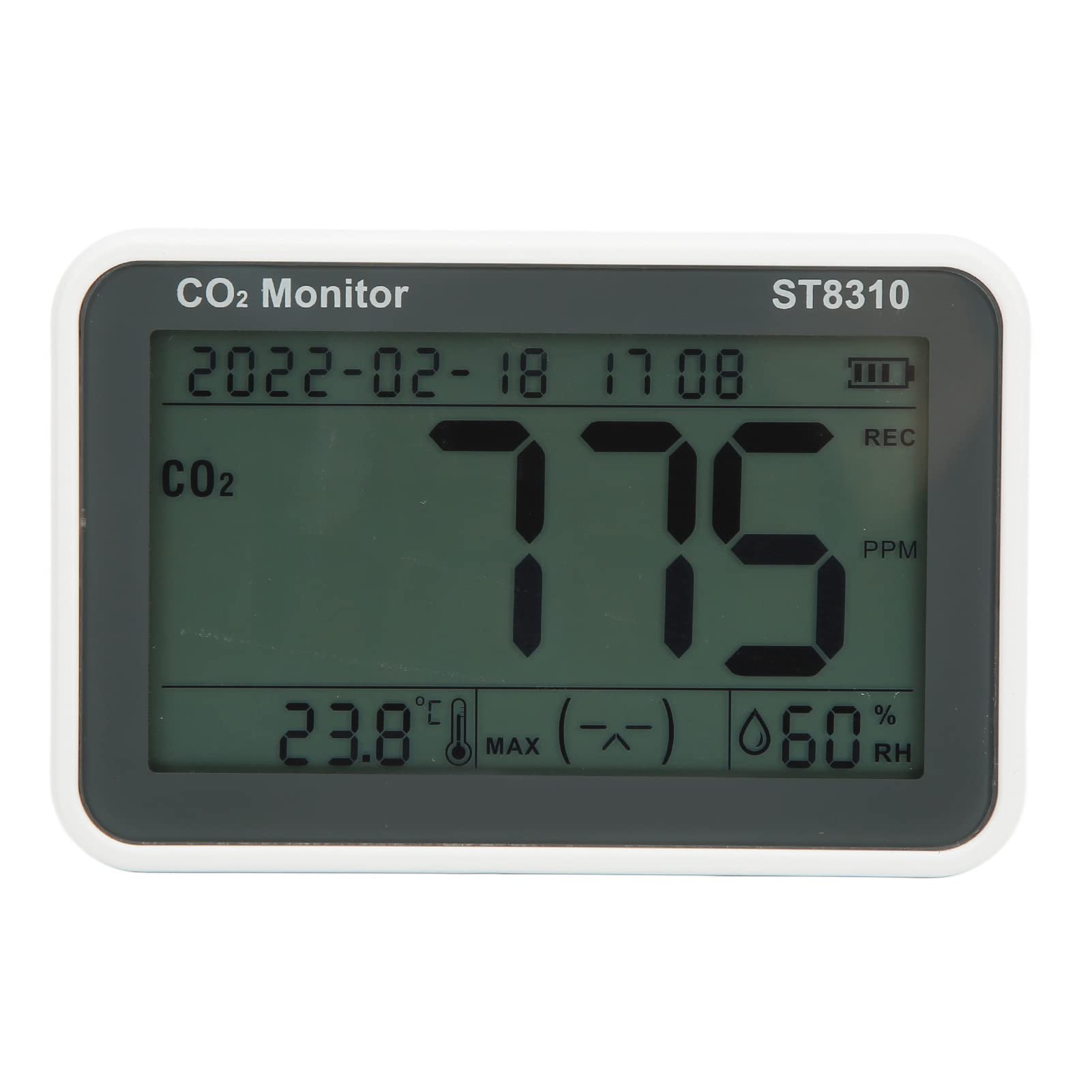 Hyuduo Monitor de Calidad del Aire Detector LCD de CO2 con Probador de Temperatura y Humedad ST8310 Monitor de Dióxido de Carbono Pantalla en Tiempo Real para Oficina, Dormitorio, Sala de Estar,