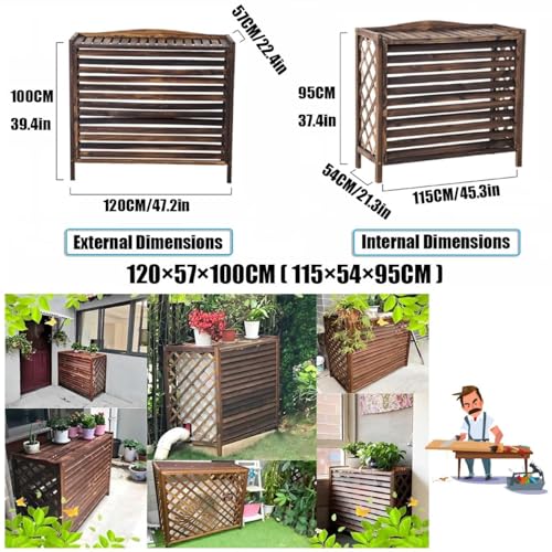 Support de fleurs en bois autoportant et brise-vue climatiseur