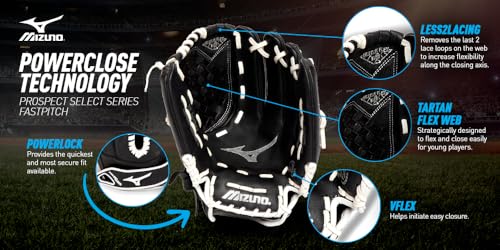 Image of Mizuno GPSL1200F3 Prospect Select Fastpitch Softball Glove 12 inch, Right Hand Throw, BLACK