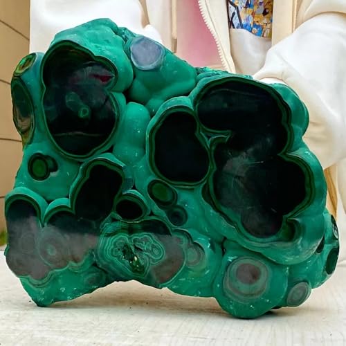 Quartz en cristal de malachite polie d'exception, pièce unique 500g