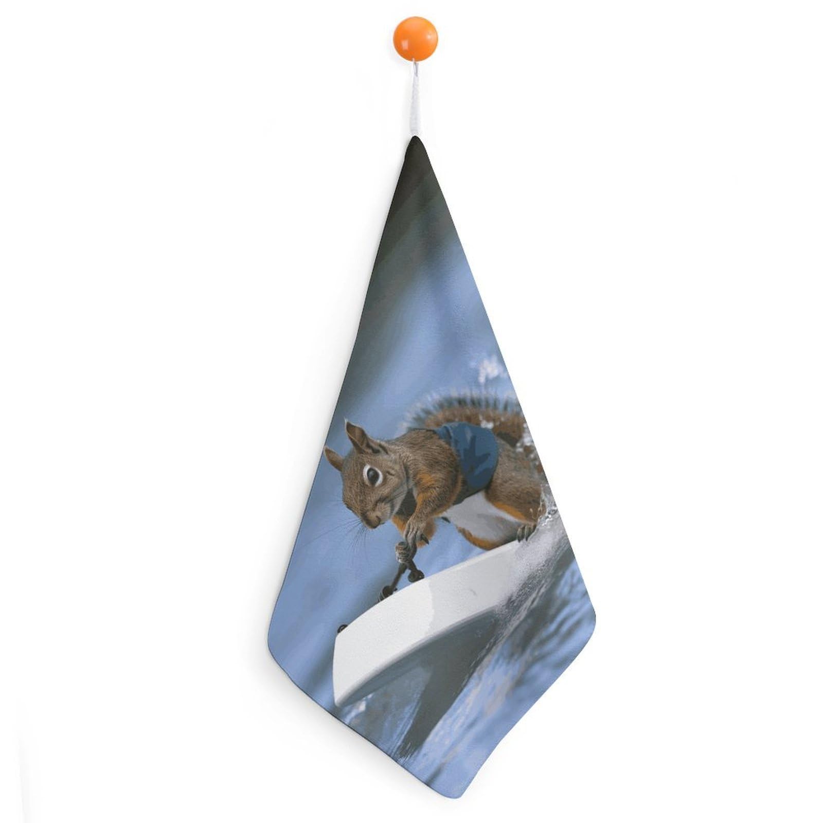 LDGSUPH Water Skiing Squirrel Hand Towels Fashion Hand Face Towel with Hanging Strap Absorbent Soft Decorative Towel Fade Resistant Cozy Face Cloths for Kitchen Gym Bathroom Towels 1PCS