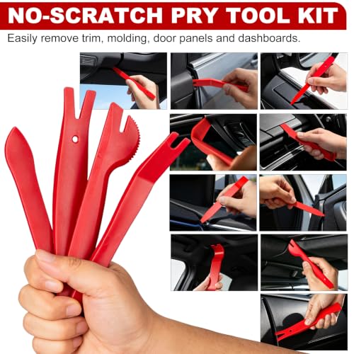 Image of 52pcs Precision Pick and Hook Tool Set, Trim Removal Tools,Clip Removal Plier Fastener Removers Set,Red