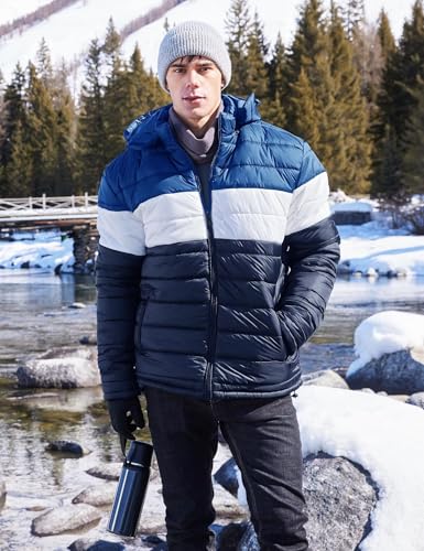 BEST SOUTH Men's Winter Puffer Jacket Hooded Puffy Fleece Warm Lightweight Coat Outerwear Cold Weather3