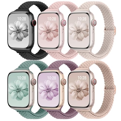 6-Pack-Slim-Braided-Solo-Loop-Bands-for-Apple-Watch-Band-40mm-41mm-38mm-42mm-44mm-45mm-49mm-Women-Men-stretchy-Nylon-Elastic-Thin-narrow-skinny-Strap-for-iWatch-Series-987SE654321Ultra 51fif2560RL
