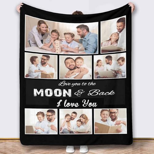 Custom Blanket with Photos Print Blanket Flannel Photo Blanket for Baby Mother Father Adult Friends Lovers Dog Pets