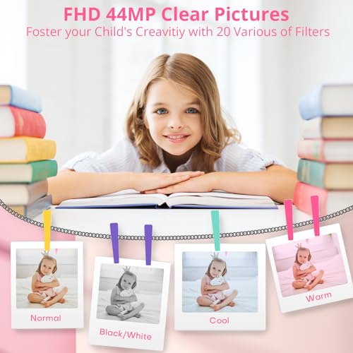 Digital Camera, 2024 Newest FHD 1080P Digital Camera for Kids with 16X Zoom, Flashlight, 32GB Card, 44MP Point and Shoot Camera Compact Small Digital Camera for Teens, Girls, Boys, Students - Pink