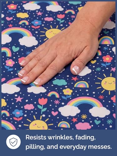 Image of Kids Full Size Rainbow Sky Bed Sheets - 4 Piece Kids Rainbow Sky Sheet Set | Rainbow Sky Themed Bedding, Ultra-Soft, Cute & Cozy, Breathable & Machine Washable, Bed Set for Boys, Girls & Teens & Cooling