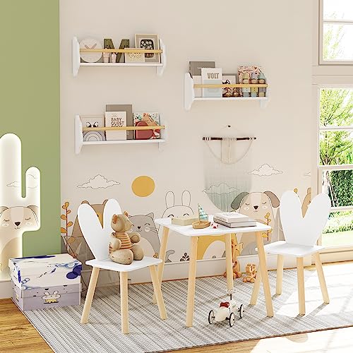 WOLTU WOLTU Bücherregal Kinder Wand 3er Set, Wandregal Kinderzimmer, Kinderregal für Buchaufbewahrung, aus Kiefernholz MDF, für Kinderzimmer Spielzimmer, Weiß - Detailansicht 2 | Kinderzimmermöbel