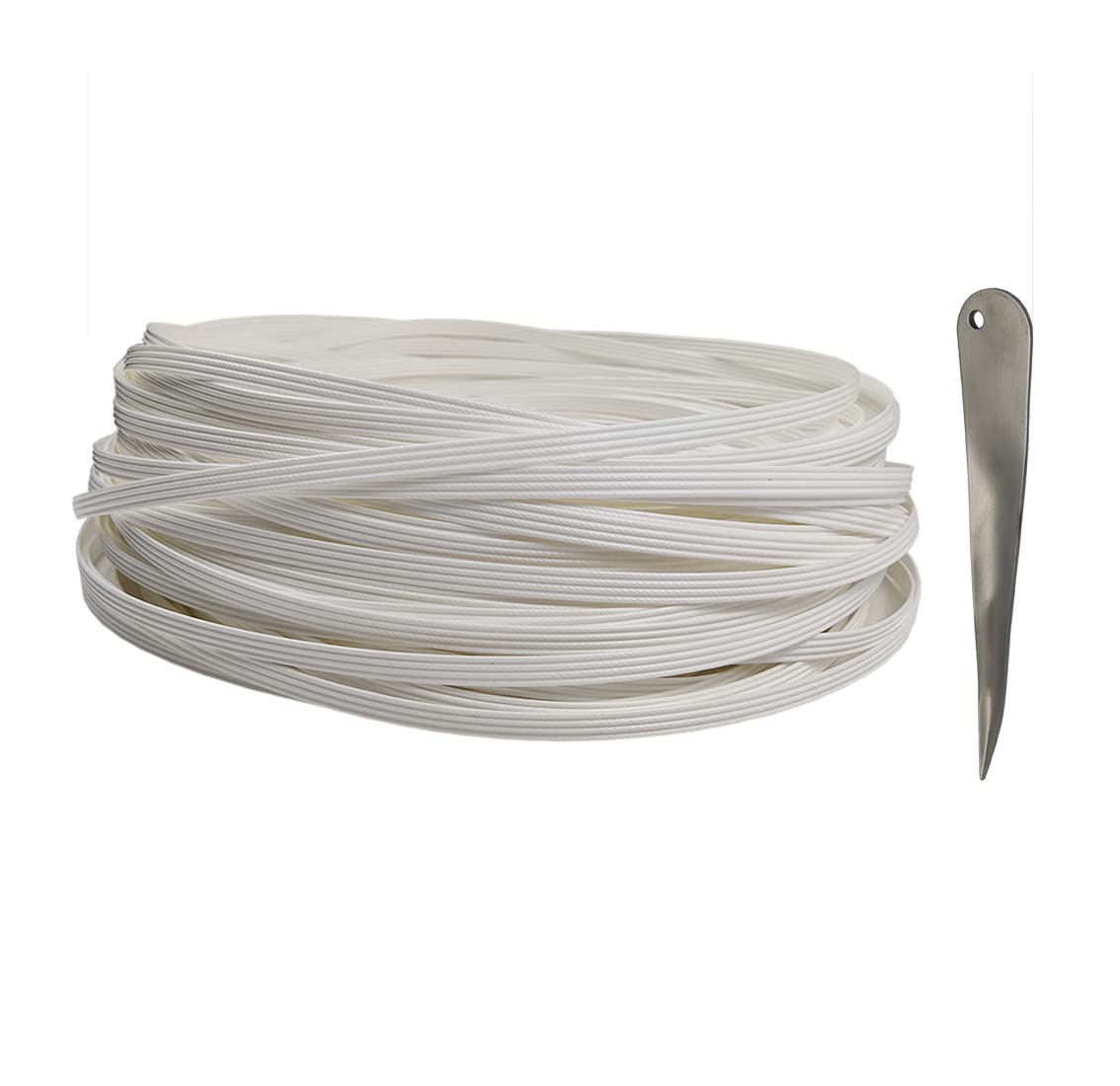 Feyart 98ft 8mm All Weather Rattan + Weaving Tool, Repair Kit for Rattan Garden Furniture Set Table Chair Sofa, White
