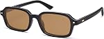 SOJOS Trendy Rectangle Polarized Sunglasses Womens Mens, Small Retro Fashion Thin Slim Square Sunnies SJ2610