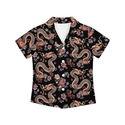 Boy Button Down Shirt Short Sleeve Hawaii Beach Summer Aloha Shirt Kids Boys Girls