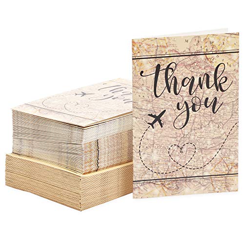 Travel Map Thank You Cards with Envelopes