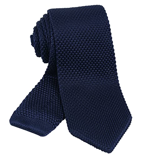Alizeal Knit Tie for Men, Solid Slim Casual Knitted Neckties,Navy(Size: One Size)