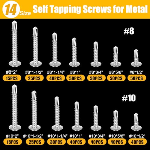 510PCS Tornillos autorroscantes para metal acero inoxidable miniatura 2